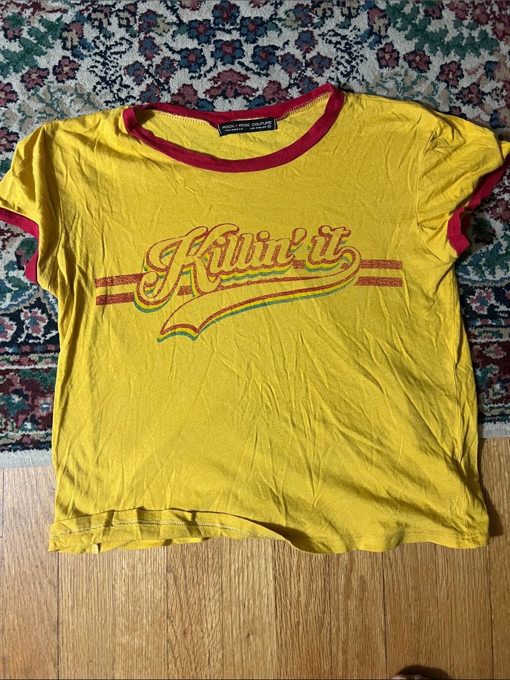 Rock & Rose Couture Yellow 'Killin' It' Ringer Tee